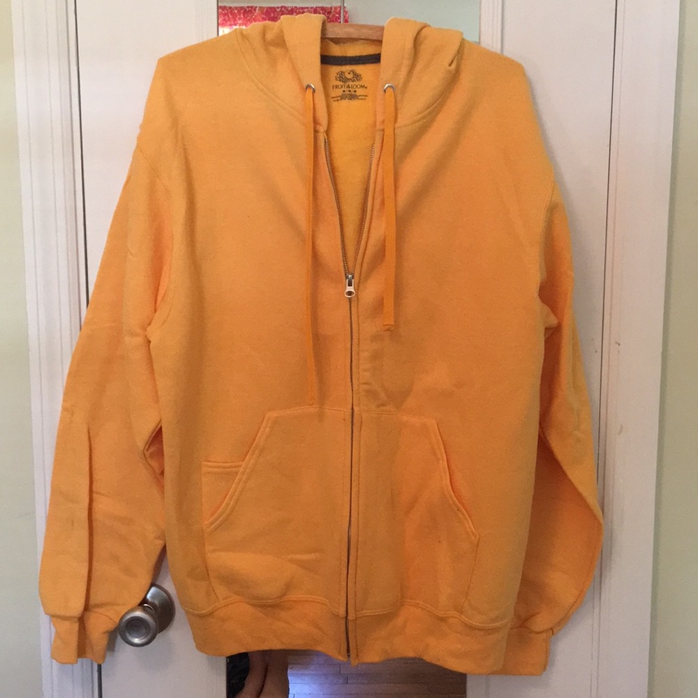 Yellow fruit of the loom zip hoodie